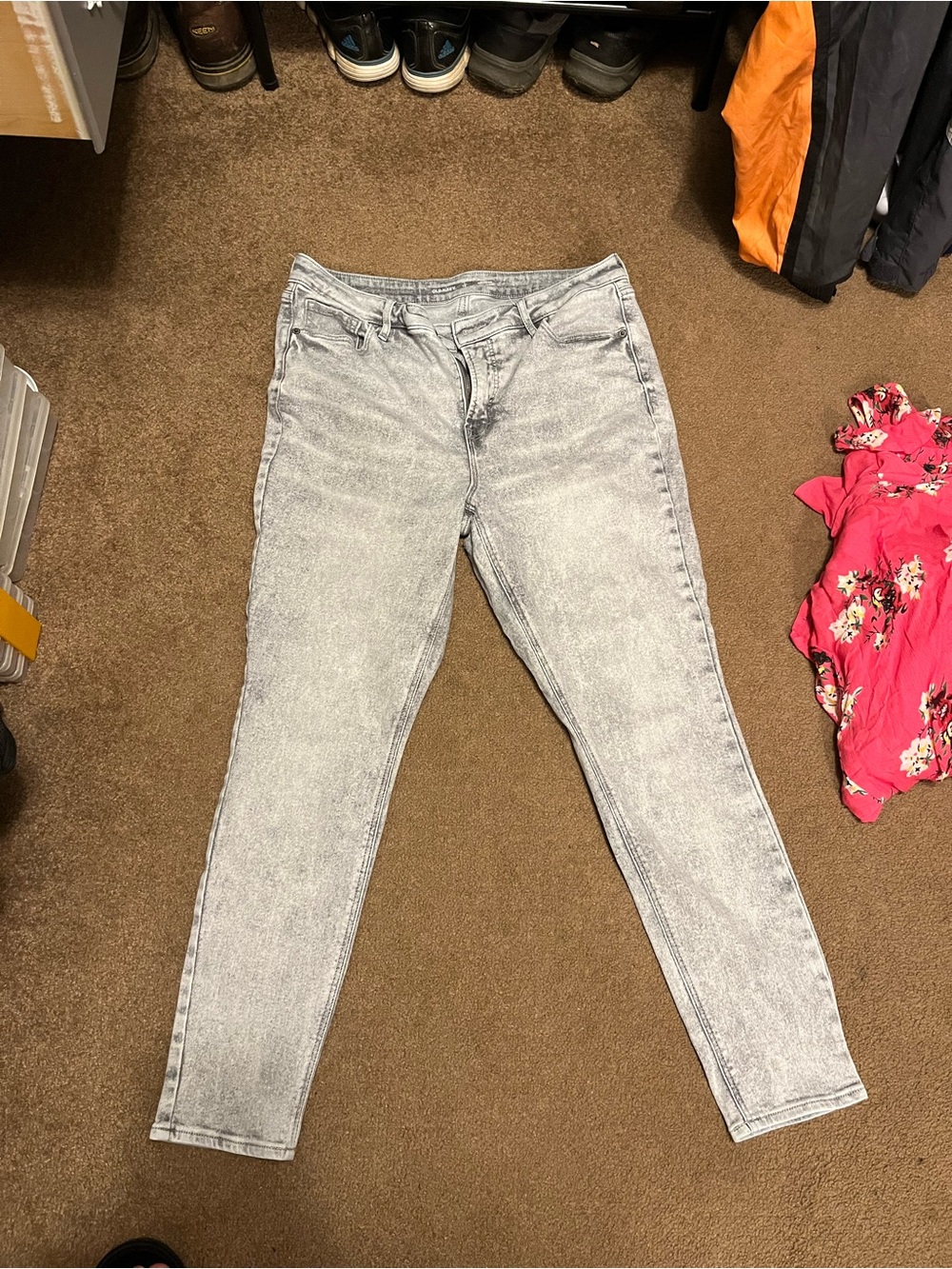 Old Navy Light Gray Acid-Wash Skinny Jeans